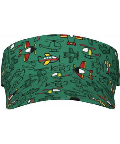 Colorful Sparkling Ladies Visor Hat Golf Visor Sport Sun Visor Hats for Women and Men Cartoon Air Transportation $12.38 Visors