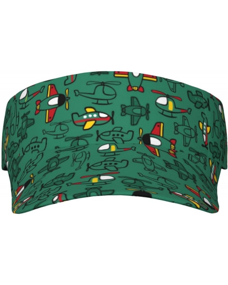 Colorful Sparkling Ladies Visor Hat Golf Visor Sport Sun Visor Hats for Women and Men Cartoon Air Transportation $12.38 Visors