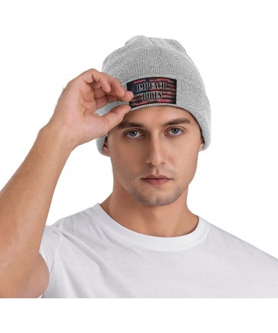 Impeach Biden Cozy Knitted Hat for Winter - Warm Comfort Black Gray $11.15 Skullies & Beanies