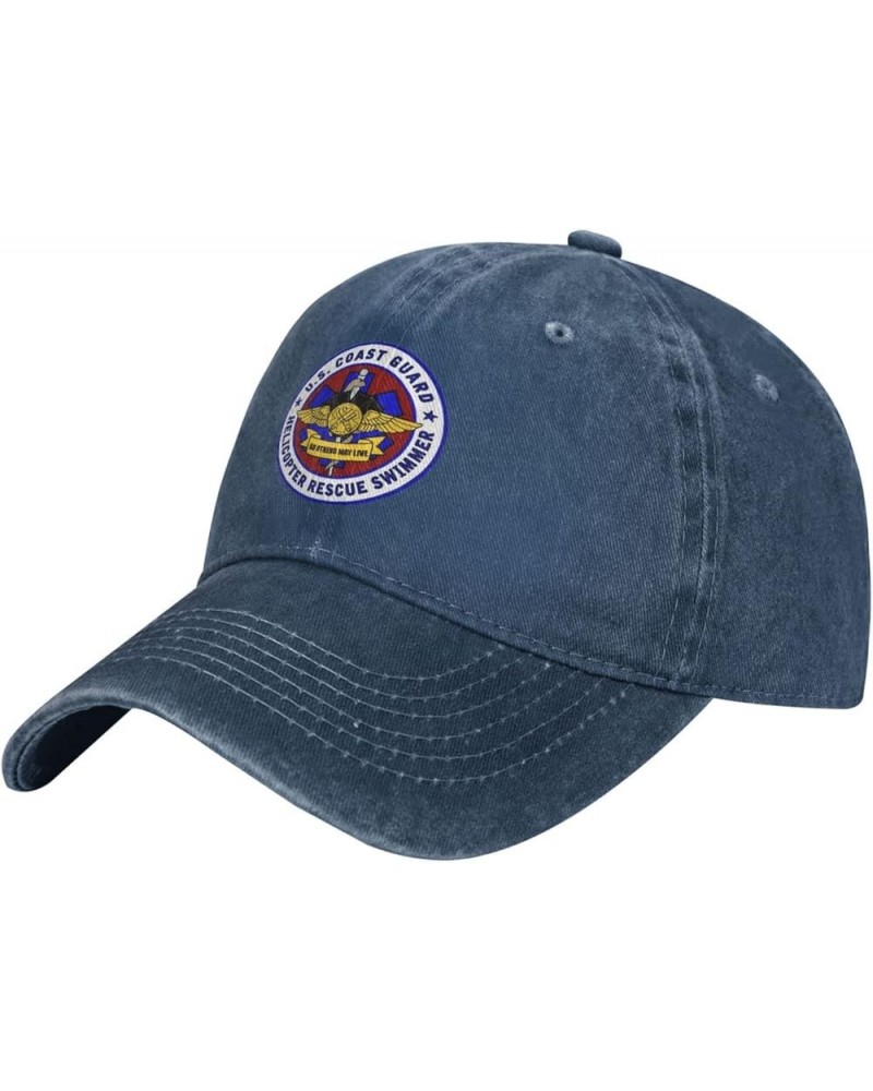 USCG Asts (Helicopter Rescue Swimmers) Baseball Cowboy Hat Cotton Adjustable Trucker Hat Navy Blue $10.38 Baseball Caps