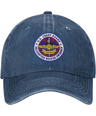 USCG Asts (Helicopter Rescue Swimmers) Baseball Cowboy Hat Cotton Adjustable Trucker Hat Navy Blue $10.38 Baseball Caps