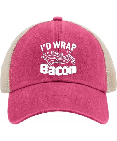 I'd Wrap That in Bacon Baseball Cap Funny Hat Allblack Hats for Women Gifts for Men Running Hat Rose Red02 $10.98 Skullies & ...