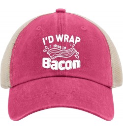 I'd Wrap That in Bacon Baseball Cap Funny Hat Allblack Hats for Women Gifts for Men Running Hat Rose Red02 $10.98 Skullies & ...