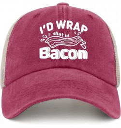 I'd Wrap That in Bacon Baseball Cap Funny Hat Allblack Hats for Women Gifts for Men Running Hat Rose Red02 $10.98 Skullies & ...