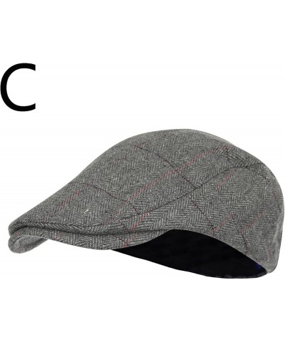 Men's Newsboy Flat Cap Newsboy Cap Soft Fit Cabbie Hat Classic Newsboy Hat for Men Boys Golf Cabbie Hat Summer Driving Cap C-...