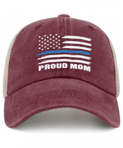 Proud Mom Trucker Hat Women Baseball Hat Dad Hat Gifts for Grandma Running Caps Wine Red02 $11.53 Sun Hats