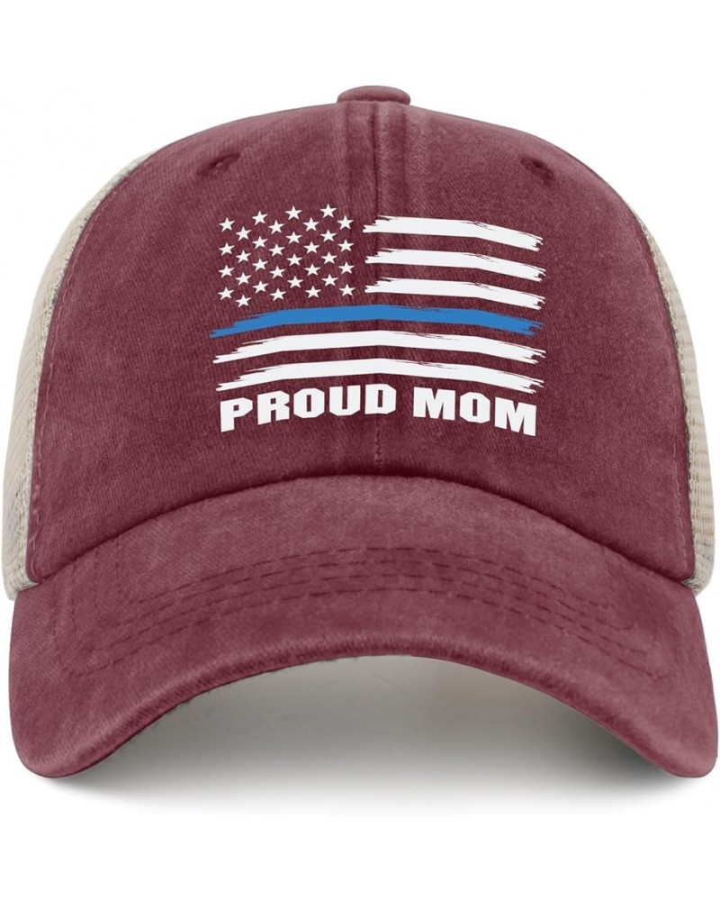 Proud Mom Trucker Hat Women Baseball Hat Dad Hat Gifts for Grandma Running Caps Wine Red02 $11.53 Sun Hats