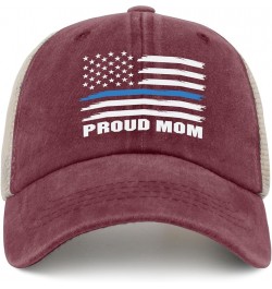 Proud Mom Trucker Hat Women Baseball Hat Dad Hat Gifts for Grandma Running Caps Wine Red02 $11.53 Sun Hats