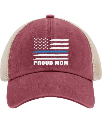 Proud Mom Trucker Hat Women Baseball Hat Dad Hat Gifts for Grandma Running Caps Wine Red02 $11.53 Sun Hats