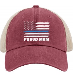 Proud Mom Trucker Hat Women Baseball Hat Dad Hat Gifts for Grandma Running Caps Wine Red02 $11.53 Sun Hats