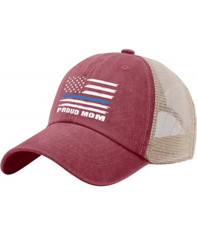 Proud Mom Trucker Hat Women Baseball Hat Dad Hat Gifts for Grandma Running Caps Wine Red02 $11.53 Sun Hats