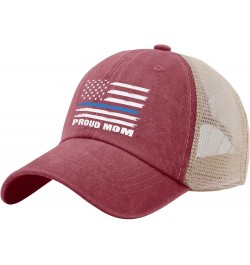 Proud Mom Trucker Hat Women Baseball Hat Dad Hat Gifts for Grandma Running Caps Wine Red02 $11.53 Sun Hats