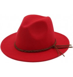 Autumn Winter Woolen Felt Fedora Jazz Hats Men Women Flat Brim Trilby Formal Hat Red $23.23 Fedoras