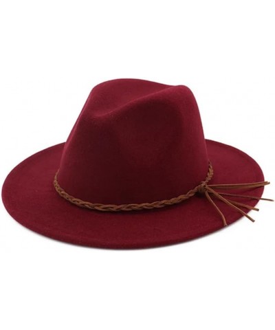 Autumn Winter Woolen Felt Fedora Jazz Hats Men Women Flat Brim Trilby Formal Hat Red $23.23 Fedoras