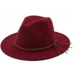 Autumn Winter Woolen Felt Fedora Jazz Hats Men Women Flat Brim Trilby Formal Hat Red $23.23 Fedoras