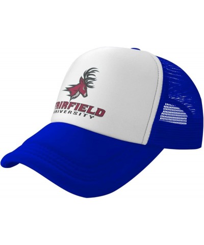 Fairfield University Logo Trucker Hats for Both Men and Women - Mesh Baseball Snapback Hats Blue $8.40 Baseball Caps