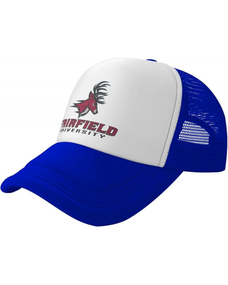 Fairfield University Logo Trucker Hats for Both Men and Women - Mesh Baseball Snapback Hats Blue $8.40 Baseball Caps