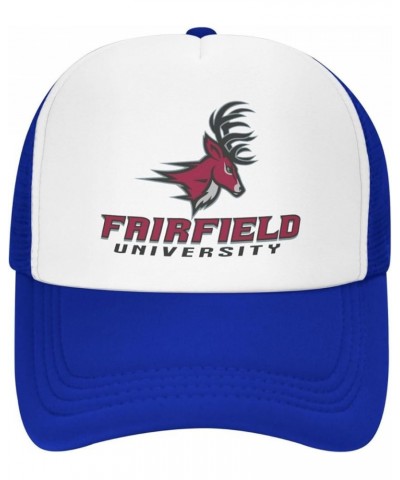 Fairfield University Logo Trucker Hats for Both Men and Women - Mesh Baseball Snapback Hats Blue $8.40 Baseball Caps