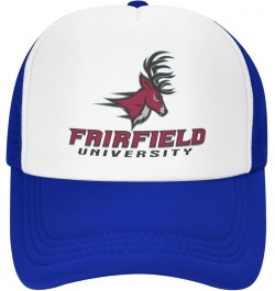 Fairfield University Logo Trucker Hats for Both Men and Women - Mesh Baseball Snapback Hats Blue $8.40 Baseball Caps