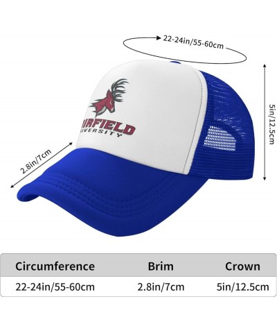 Fairfield University Logo Trucker Hats for Both Men and Women - Mesh Baseball Snapback Hats Blue $8.40 Baseball Caps