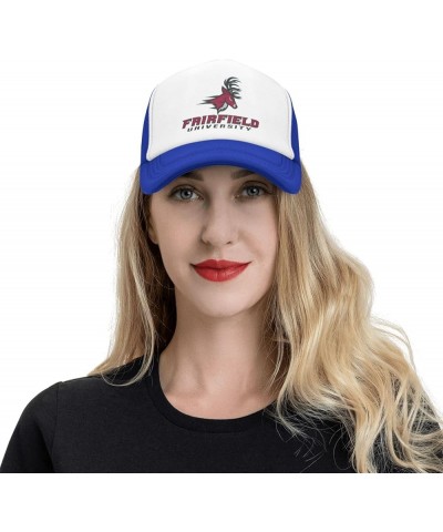 Fairfield University Logo Trucker Hats for Both Men and Women - Mesh Baseball Snapback Hats Blue $8.40 Baseball Caps