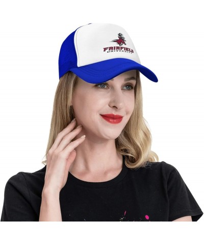 Fairfield University Logo Trucker Hats for Both Men and Women - Mesh Baseball Snapback Hats Blue $8.40 Baseball Caps