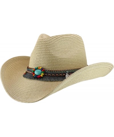 Paper Braid Wide Wire Brim Cowboy Hat Beige $22.08 Cowboy Hats