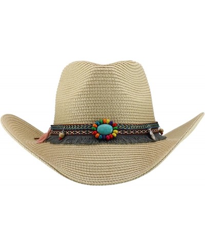 Paper Braid Wide Wire Brim Cowboy Hat Beige $22.08 Cowboy Hats