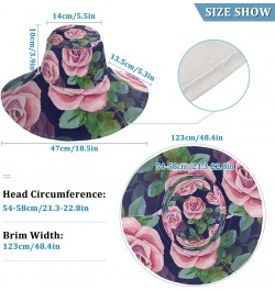 Women's Foldable Floppy Travel Beach Sun Visor Hat Pink Rose Navy Wide Brim Visor Waterproof(236rh1a) $10.81 Sun Hats