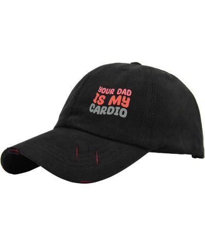 Baseball Hats Your Dad is My Cardio dad Hats for Men Cool Polyester Snapbacks Allblack-distressed Baseball Hat $10.07 Basebal...