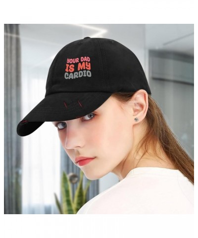 Baseball Hats Your Dad is My Cardio dad Hats for Men Cool Polyester Snapbacks Allblack-distressed Baseball Hat $10.07 Basebal...