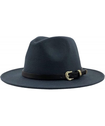 Women Men Fedora Hat Wide Brim Trilby Hat with Belt Buckle British Style Vintage Panama Hat Fashion Jazz Hats 7 $17.15 Fedoras