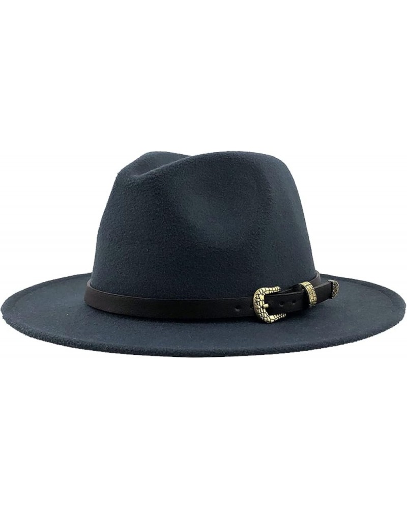 Women Men Fedora Hat Wide Brim Trilby Hat with Belt Buckle British Style Vintage Panama Hat Fashion Jazz Hats 7 $17.15 Fedoras