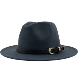 Women Men Fedora Hat Wide Brim Trilby Hat with Belt Buckle British Style Vintage Panama Hat Fashion Jazz Hats 7 $17.15 Fedoras