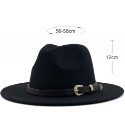 Women Men Fedora Hat Wide Brim Trilby Hat with Belt Buckle British Style Vintage Panama Hat Fashion Jazz Hats 7 $17.15 Fedoras