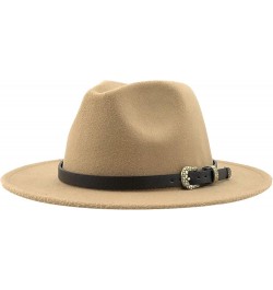 Women Men Fedora Hat Wide Brim Trilby Hat with Belt Buckle British Style Vintage Panama Hat Fashion Jazz Hats 7 $17.15 Fedoras