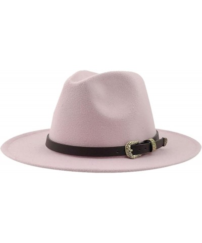 Women Men Fedora Hat Wide Brim Trilby Hat with Belt Buckle British Style Vintage Panama Hat Fashion Jazz Hats 7 $17.15 Fedoras