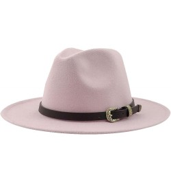 Women Men Fedora Hat Wide Brim Trilby Hat with Belt Buckle British Style Vintage Panama Hat Fashion Jazz Hats 7 $17.15 Fedoras