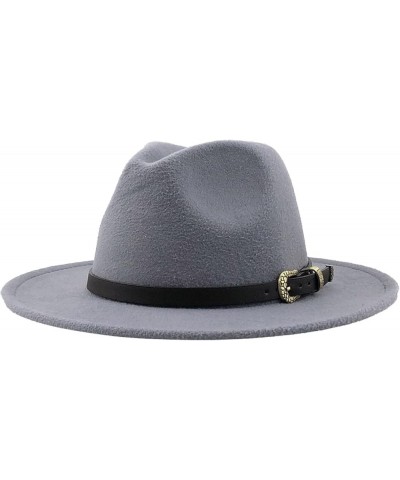 Women Men Fedora Hat Wide Brim Trilby Hat with Belt Buckle British Style Vintage Panama Hat Fashion Jazz Hats 7 $17.15 Fedoras