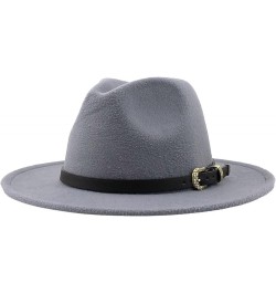 Women Men Fedora Hat Wide Brim Trilby Hat with Belt Buckle British Style Vintage Panama Hat Fashion Jazz Hats 7 $17.15 Fedoras