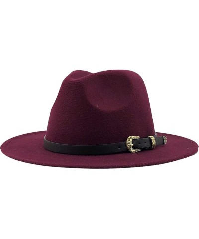 Women Men Fedora Hat Wide Brim Trilby Hat with Belt Buckle British Style Vintage Panama Hat Fashion Jazz Hats 7 $17.15 Fedoras