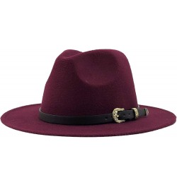 Women Men Fedora Hat Wide Brim Trilby Hat with Belt Buckle British Style Vintage Panama Hat Fashion Jazz Hats 7 $17.15 Fedoras