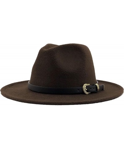 Women Men Fedora Hat Wide Brim Trilby Hat with Belt Buckle British Style Vintage Panama Hat Fashion Jazz Hats 7 $17.15 Fedoras