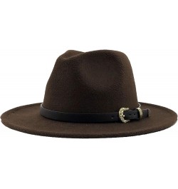 Women Men Fedora Hat Wide Brim Trilby Hat with Belt Buckle British Style Vintage Panama Hat Fashion Jazz Hats 7 $17.15 Fedoras