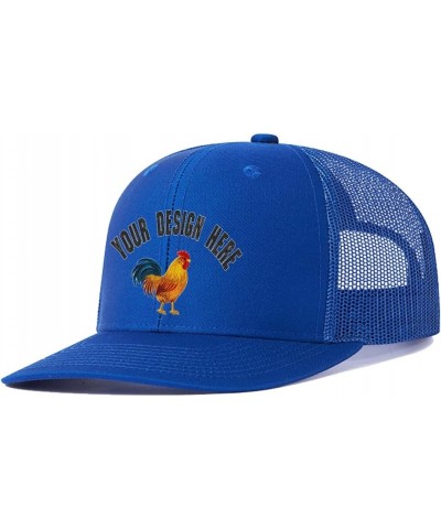 Custom Colorful Rooster 112 Trucker Hat Embroidered Western Farm Rooster G Design Your Farm Name Snaps Mesh Baseball Cap Blue...