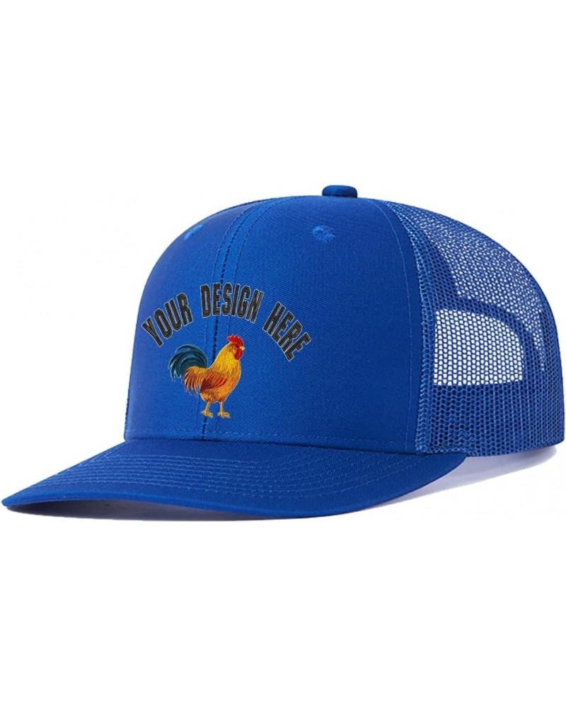 Custom Colorful Rooster 112 Trucker Hat Embroidered Western Farm Rooster G Design Your Farm Name Snaps Mesh Baseball Cap Blue...