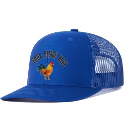 Custom Colorful Rooster 112 Trucker Hat Embroidered Western Farm Rooster G Design Your Farm Name Snaps Mesh Baseball Cap Blue...