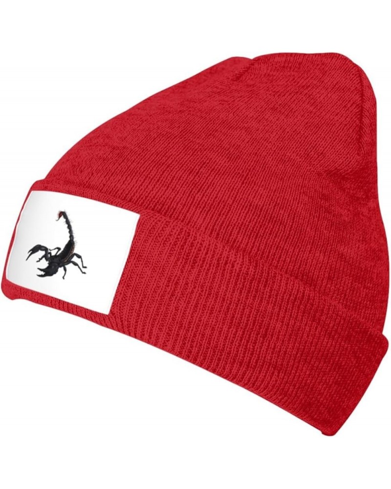 Scorpion Print Winter Beanie Hats Skull Cap Lightweight Knit Soft Sleep Multifunctional Headwear Red $11.65 Skullies & Beanies