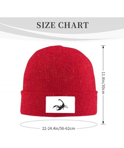 Scorpion Print Winter Beanie Hats Skull Cap Lightweight Knit Soft Sleep Multifunctional Headwear Red $11.65 Skullies & Beanies