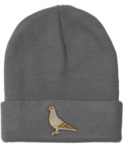 Custom Beanies for Men Pigeon A Embroidery Wild Animals Dove Winter Hats for Women Acrylic Skull Cap 1 Size Light Grey Design...